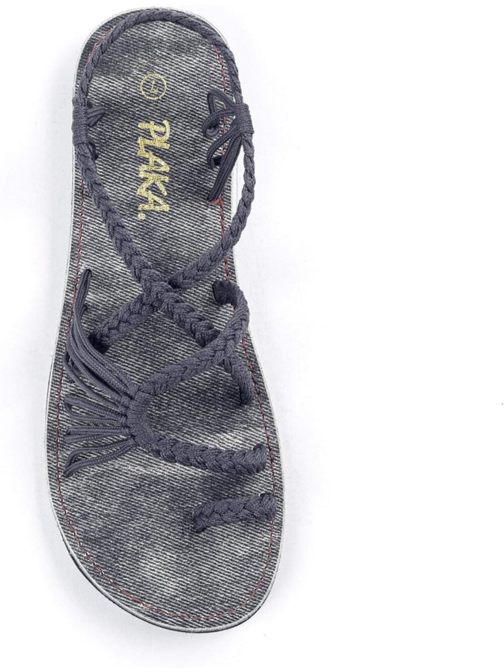 Women's Grey Nylon Slip On Water Resistant Flat Sandals Palm Leaf Casual